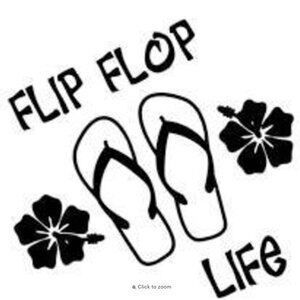 flip flop life hibiscus flowers vinyl decal 5"